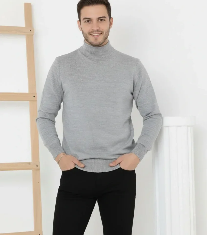 Erkek Yarım Boğaz Triko Kazak Yumuşak Dokulu Pamuklu Ince Dokuma Erkek Yarım Boğaz Triko Kazak Yumuşak Dokulu Pamuklu Ince Dokuma