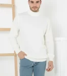 Erkek Yarım Boğaz Triko Kazak Yumuşak Dokulu Pamuklu Ince Dokuma