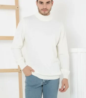 Erkek Yarım Boğaz Triko Kazak Yumuşak Dokulu Pamuklu Ince Dokuma