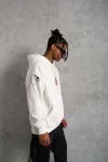 Erkek Maske Baskılı Kapüşonlu Sweat – Beyaz