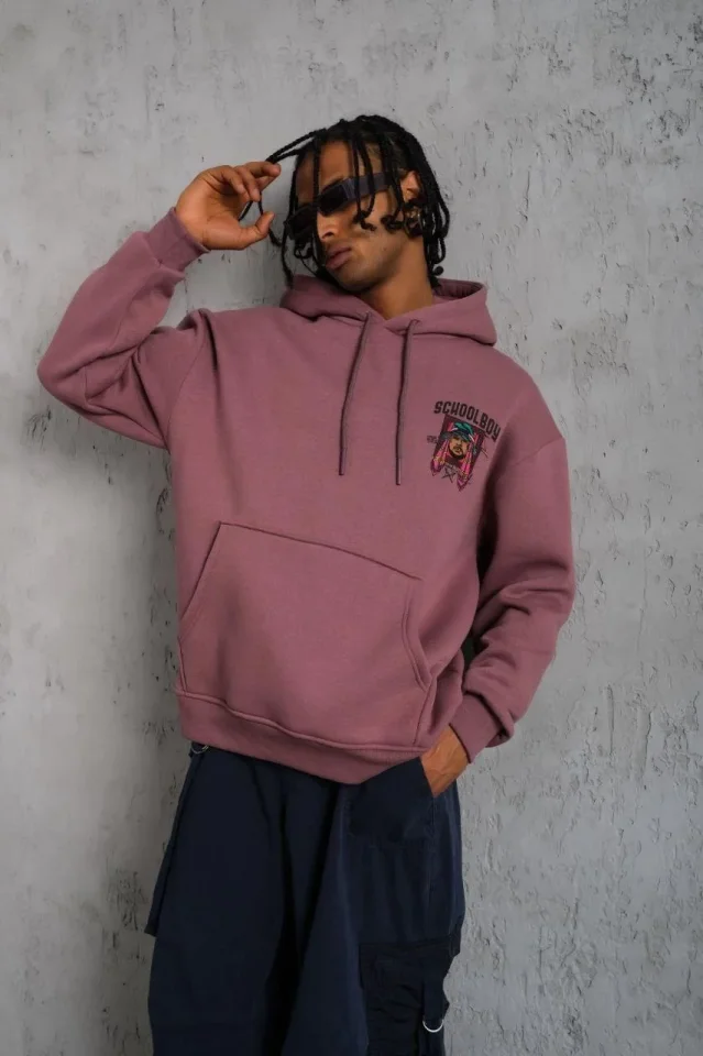 Erkek SCHOOL BOY Baskılı Kapüşonlu Sweat - Gül Kurusu Erkek SCHOOL BOY Baskılı Kapüşonlu Sweat - Gül Kurusu