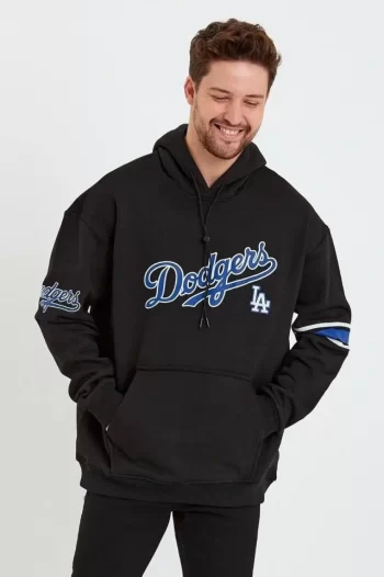 Erkek Baskılı Kapşonlu Üç Iplik Oversize Sweatshirt - Siyah