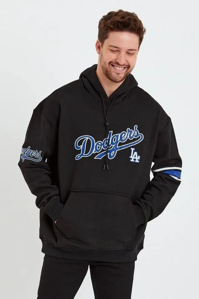 Erkek Baskılı Kapşonlu Üç Iplik Oversize Sweatshirt - Siyah Erkek Baskılı Kapşonlu Üç Iplik Oversize Sweatshirt - Siyah