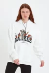 DANKES Baskılı Kapüşonlu Sweat – Beyaz