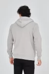Erkek Kapüşonlu Baskılı Fermuarlı Hırka – Boyalı Gri