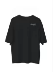 Unisex Bisiklet Yaka Baskılı Oversize T-Shirt – Siyah