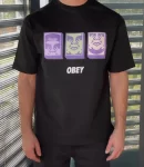 Unisex Bisiklet Yaka Baskılı Oversize T-Shirt – Siyah