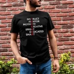 Unisex Bisiklet Yaka Baskılı Oversize T-Shirt – Siyah