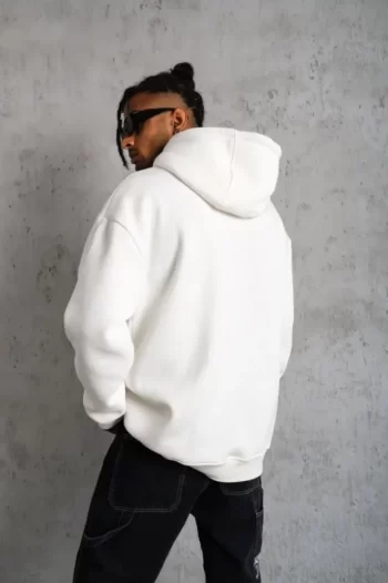 3 İplik Kapşonlu Sweatshirt Hoodie - Beyaz