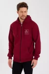 Unisex Tam Fermuarlı Kapşonlu Özel Tasarım SweatShirt – Bordo