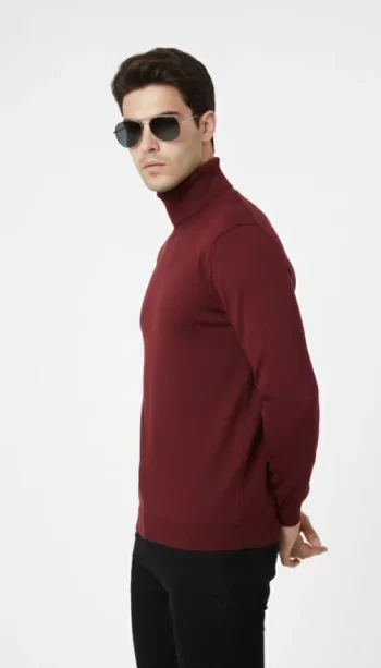 Tam Boğazlı Balıkcı Yaka Triko Kazak Yumuşak Dokulu Pamuklu Ince Dokuma