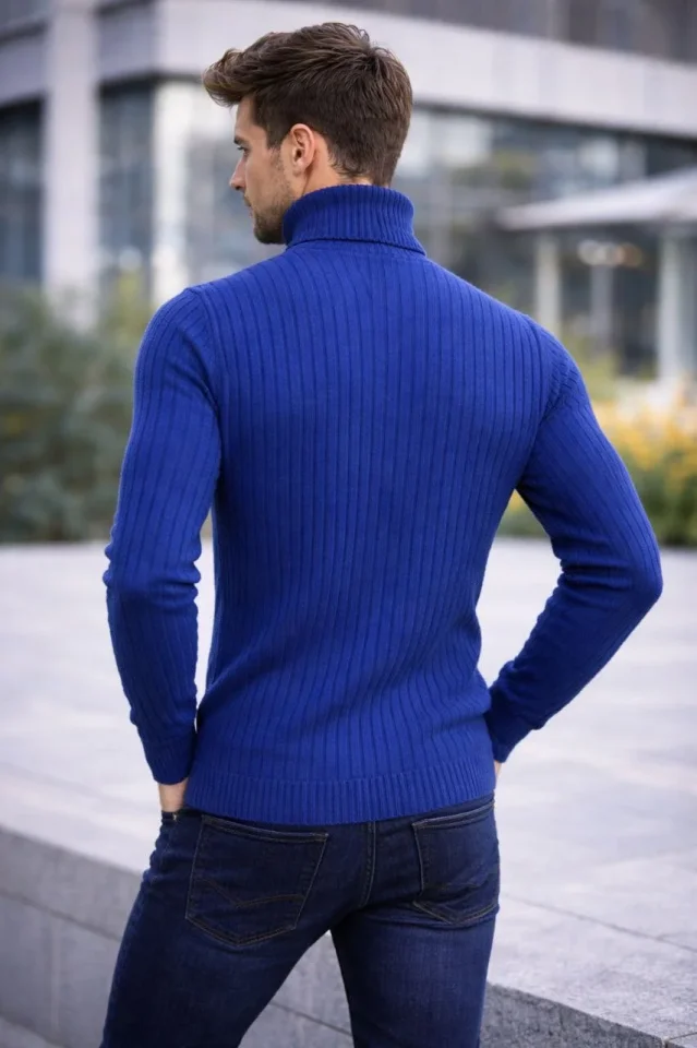 Erkek Balıkcı Yaka Bağazlı Triko Kazak Pamuklu Kalın Fitilli Dokuma Erkek Balıkcı Yaka Bağazlı Triko Kazak Pamuklu Kalın Fitilli Dokuma