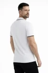 Erkek Triko Kumaş Yakalı Düğmesiz Açık Yaka Fitilli Kısa Kollu Regular Fit Tişört T-shirt – Beyaz