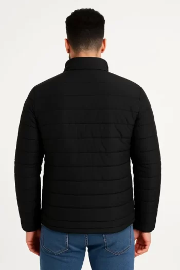 Erkek Mikro Su İtici Kapitone Baskılı Astarlı Fermuarlı Bomber Mont - Siyah