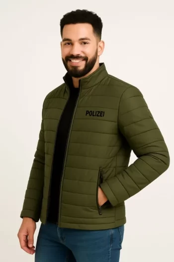 Erkek Mikro Su İtici Kapitone Baskılı Astarlı Fermuarlı Bomber Mont - Haki