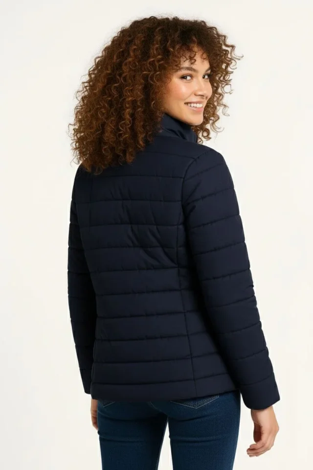 Mikro Su İtici Kapitone Baskılı Astarlı Fermuarlı Bomber Mont - Lacivert Mikro Su İtici Kapitone Baskılı Astarlı Fermuarlı Bomber Mont - Lacivert