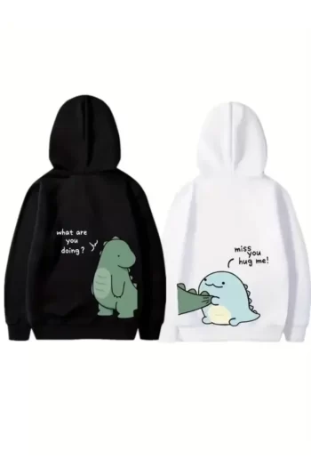 Sevgililer Günü Özel Unisex Kapüşonlu Baskılı Oversize Sweatshirt - Beyaz