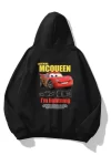 Sevgililer Günü Özel Kapüşonlu Araba Baskılı Oversize Sweatshirt – Siyah