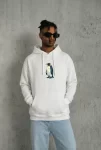 Siyah Oversize Hoodie – Sırt Baskılı Survivor Penguin Temalı