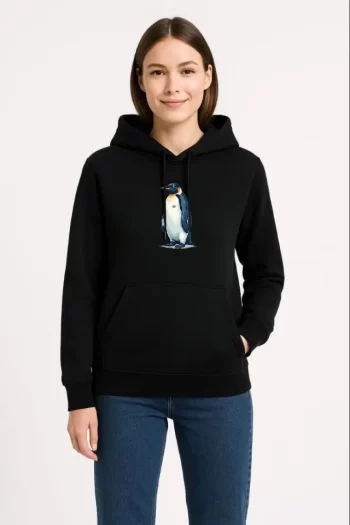 Oversize Hoodie - Sırt Baskılı Survivor Penguin Temalı