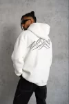 Erkek Nihilist Penguen Özel Tasarım Oversize Kapüşonlu Sweatshirt – Beyaz