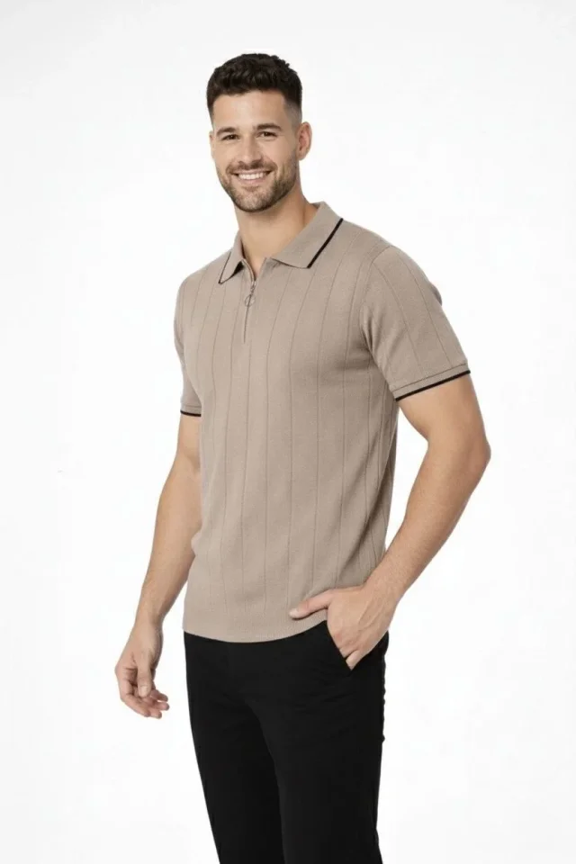 Erkek 3’lü Paket Dokuma Triko Fermuarlı Yakalı Fitilli Kısa Kollu Regular Fit Tişört - Kahverengi Erkek 3’lü Paket Dokuma Triko Fermuarlı Yakalı Fitilli Kısa Kollu Regular Fit Tişört - Kahverengi