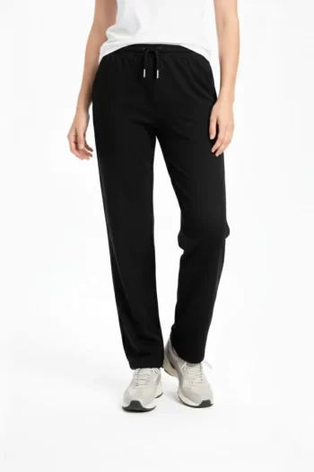 Düz Paça Beli Lastikli İpli Günlük Spor Eşofman Altı Rahat Fit - Siyah