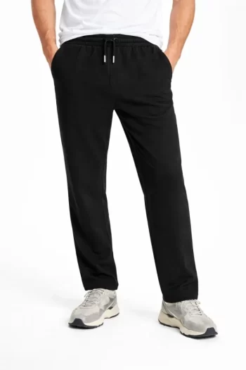 Erkek Düz Paça Beli Lastikli İpli Günlük Spor Eşofman Altı Rahat Fit - Siyah