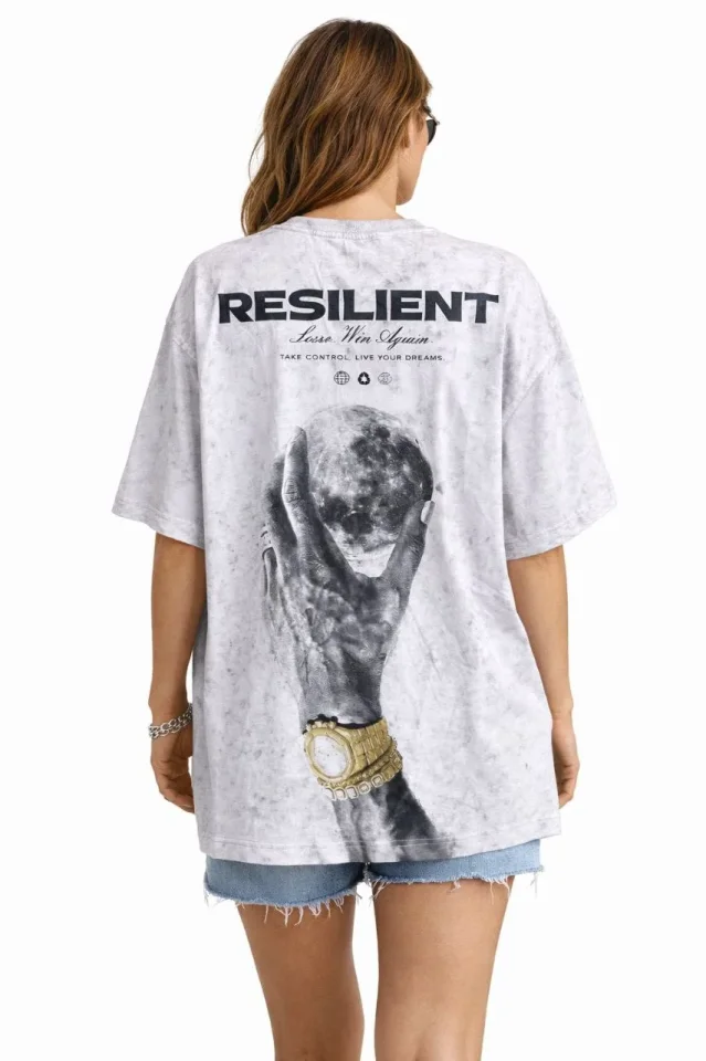 Asit Yıkamalı Oversize Tişört ön Ve Arkası Baskılı %100 Pamuk Street Style T-Shirt - Beyaz Asit Yıkamalı Oversize Tişört ön Ve Arkası Baskılı %100 Pamuk Street Style T-Shirt - Beyaz