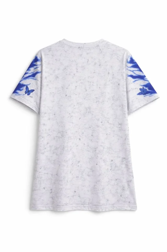 Erkek Asit Yıkamalı Oversize Tişört Mavi Kelebek Baskılı Dijital Print Bisiklet Yaka Streetwear T-Shirt - Beyaz Erkek Asit Yıkamalı Oversize Tişört Mavi Kelebek Baskılı Dijital Print Bisiklet Yaka Streetwear T-Shirt - Beyaz