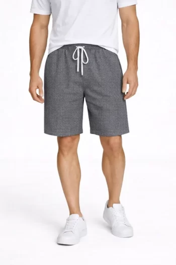 Erkek Pötikareli Şort – Beli Lastikli Bağcıklı