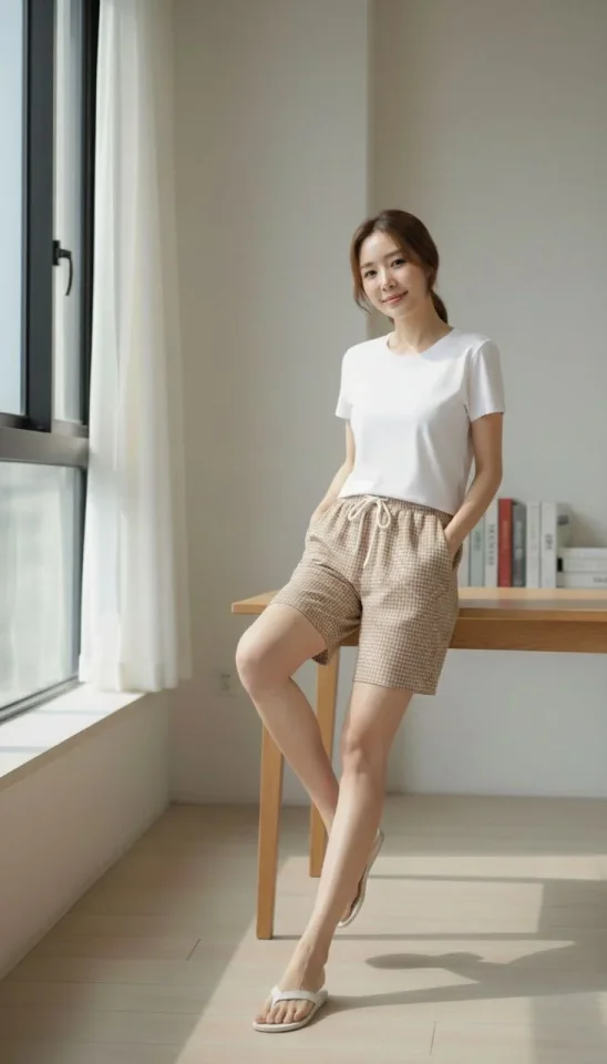 Pötikareli Şort – Beli Lastikli Bağcıklı Pötikareli Şort – Beli Lastikli Bağcıklı