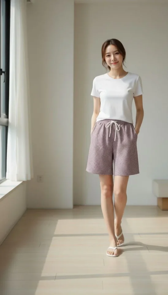 Pötikareli Şort – Beli Lastikli Bağcıklı Pötikareli Şort – Beli Lastikli Bağcıklı