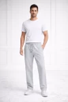 Erkek Düz Paça Beli Lastikli İpli Günlük Spor Eşofman Altı Rahat Fit – Gri