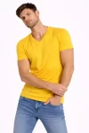 Erkek T-Shirt V Yaka Slim Fit Dar Kesim Likralı Tişört Günlük Basic Body – Limon
