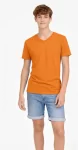 Genç Erkek Çocuk V Yaka Tişört Yazlık Model Günlük Basic Body – Turuncu