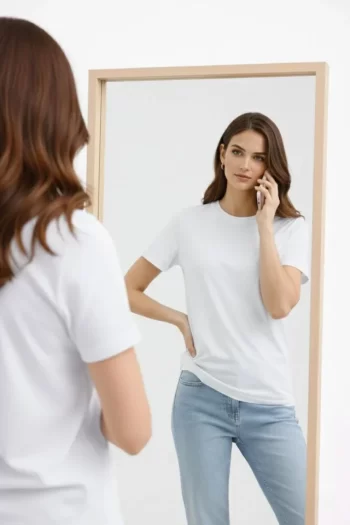 Bisiklet Yaka Tişört Regular Kalıp Basic Pamuklu Günlük Kullanım T-shirt - Beyaz