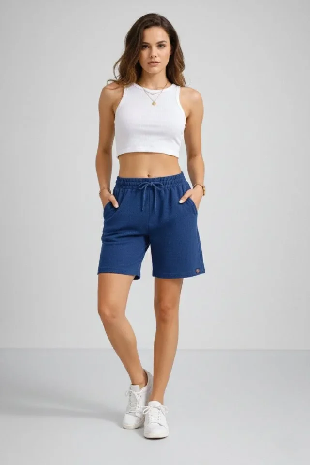 Rahat Kesim Günlük Yazlık Şort - İndigo Rahat Kesim Günlük Yazlık Şort - İndigo