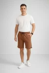 Erkek Otoban Dokuma Şort Beli Lastikli Bağcıklı