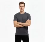 Erkek T-Shirt Bisiklet Yaka Slim Fit Dar Kesim Likralı Tişört Günlük Basic Body – Füme