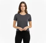 T-Shirt Bisiklet Yaka Slim Fit Likralı Tişört Günlük Basic Body – Füme