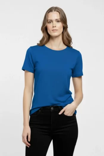 T-Shirt Bisiklet Yaka Slim Fit Likralı Tişört Günlük Basic Body - İndigo