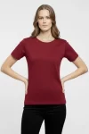 T-Shirt Bisiklet Yaka Slim Fit Likralı Tişört Günlük Basic Body – Bordo