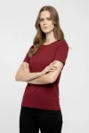 T-Shirt Bisiklet Yaka Slim Fit Likralı Tişört Günlük Basic Body – Bordo