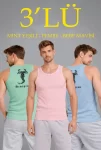 Erkek Spor Fitilli Atlet 3lü Set Mint Yeşili