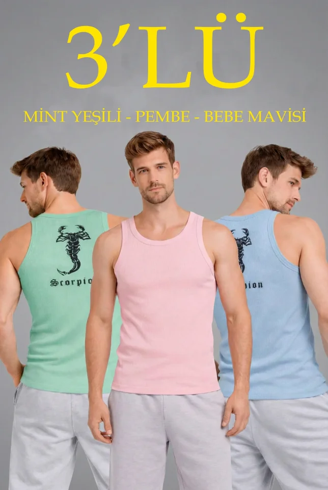 Pembe Ve Bebek Mavisi Slim Fit Kaşkorse Arka Baskılı Spor Atlet Pembe Ve Bebek Mavisi Slim Fit Kaşkorse Arka Baskılı Spor Atlet