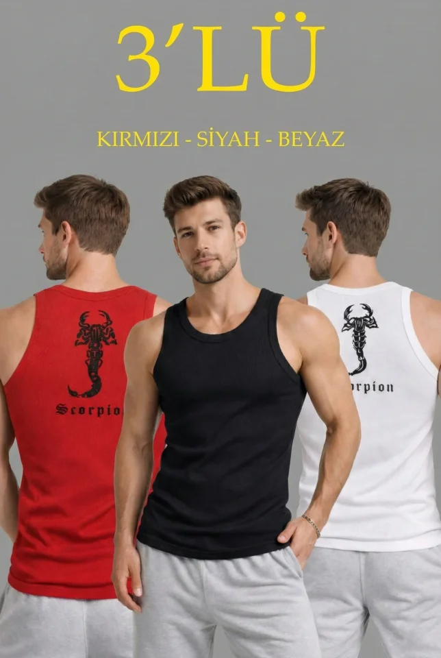 Siyah Ve Beyaz Slim Fit Kaşkorse Arka Baskılı Spor Atlet Siyah Ve Beyaz Slim Fit Kaşkorse Arka Baskılı Spor Atlet