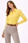 Uzun Kollu Gömlek Düğmeli Klasik Yaka Günlük Ve Ofis Şıklığına Uygun – Sarı