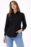 Uzun Kollu Gömlek Düğmeli Klasik Yaka Günlük Ve Ofis Şıklığına Uygun – Siyah