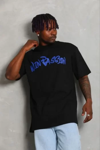 Erkek Baskılı T-Shirt Kısa Kol Bisiklet Yaka Regular Fit Rahat Kalıp Günlük Tişört - Siyah